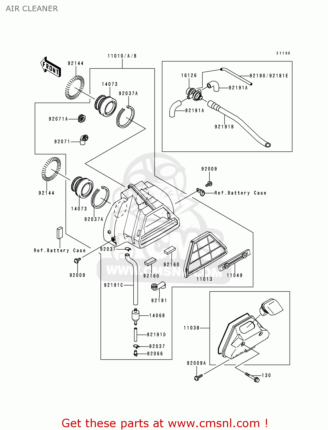 AIR CLEANER EN500C1 VULCAN500LTD 1996 USA CALIFORNIA CANADA