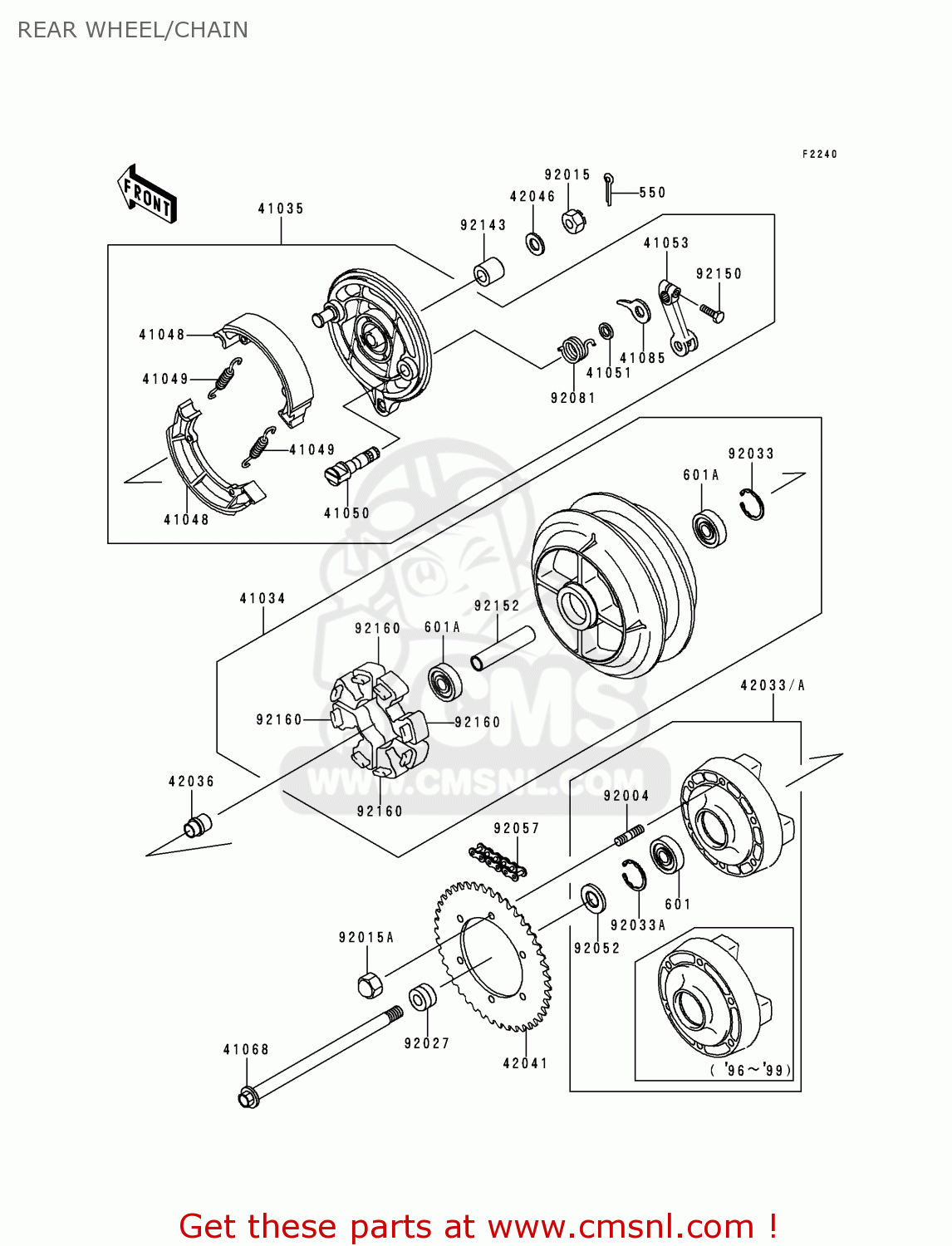 REAR WHEEL/CHAIN EN500C1 VULCAN500LTD 1996 USA CALIFORNIA CANADA