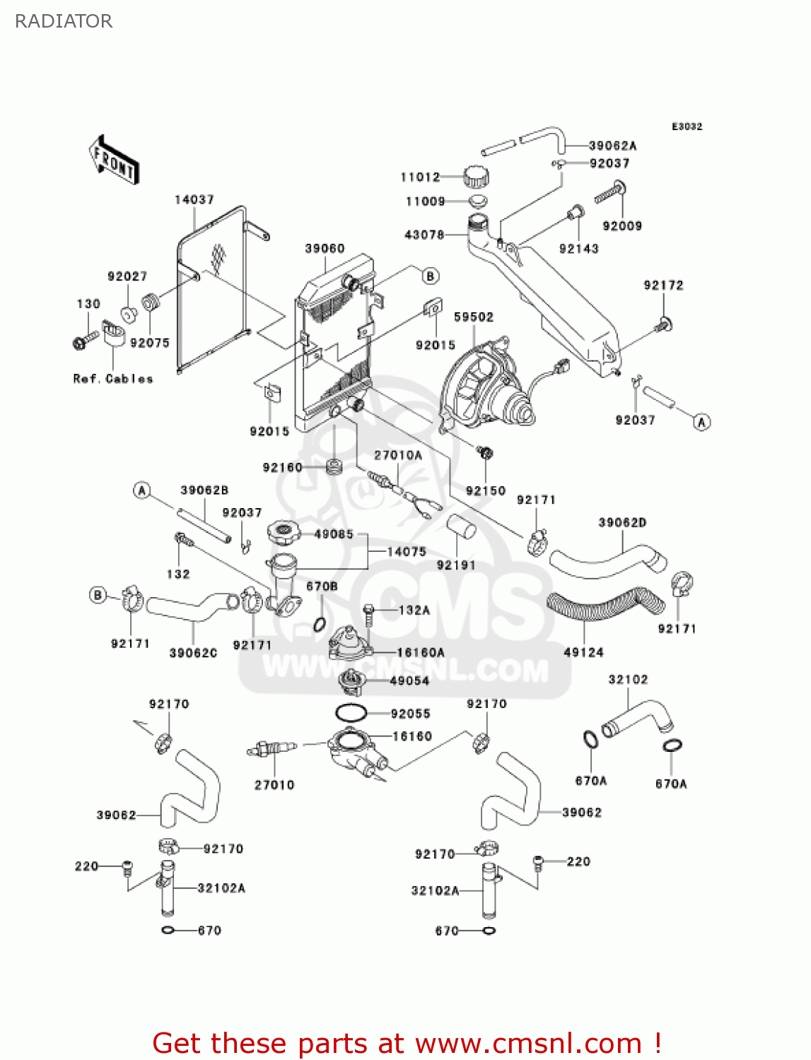 RADIATOR EN500C10 VULCAN500LTD 2005 USA CALIFORNIA CANADA
