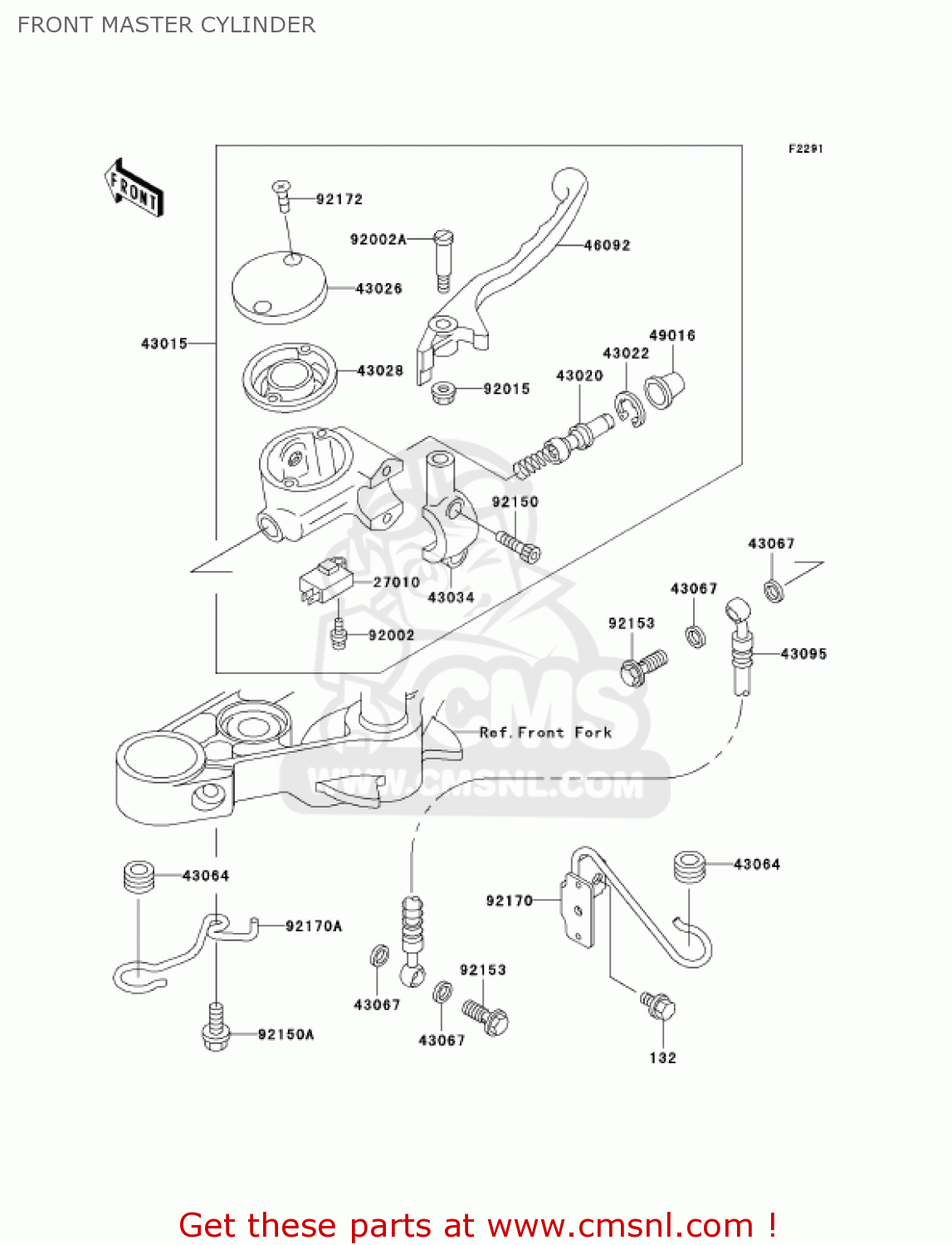 FRONT MASTER CYLINDER EN500C10 VULCAN500LTD 2005 USA CALIFORNIA CANADA