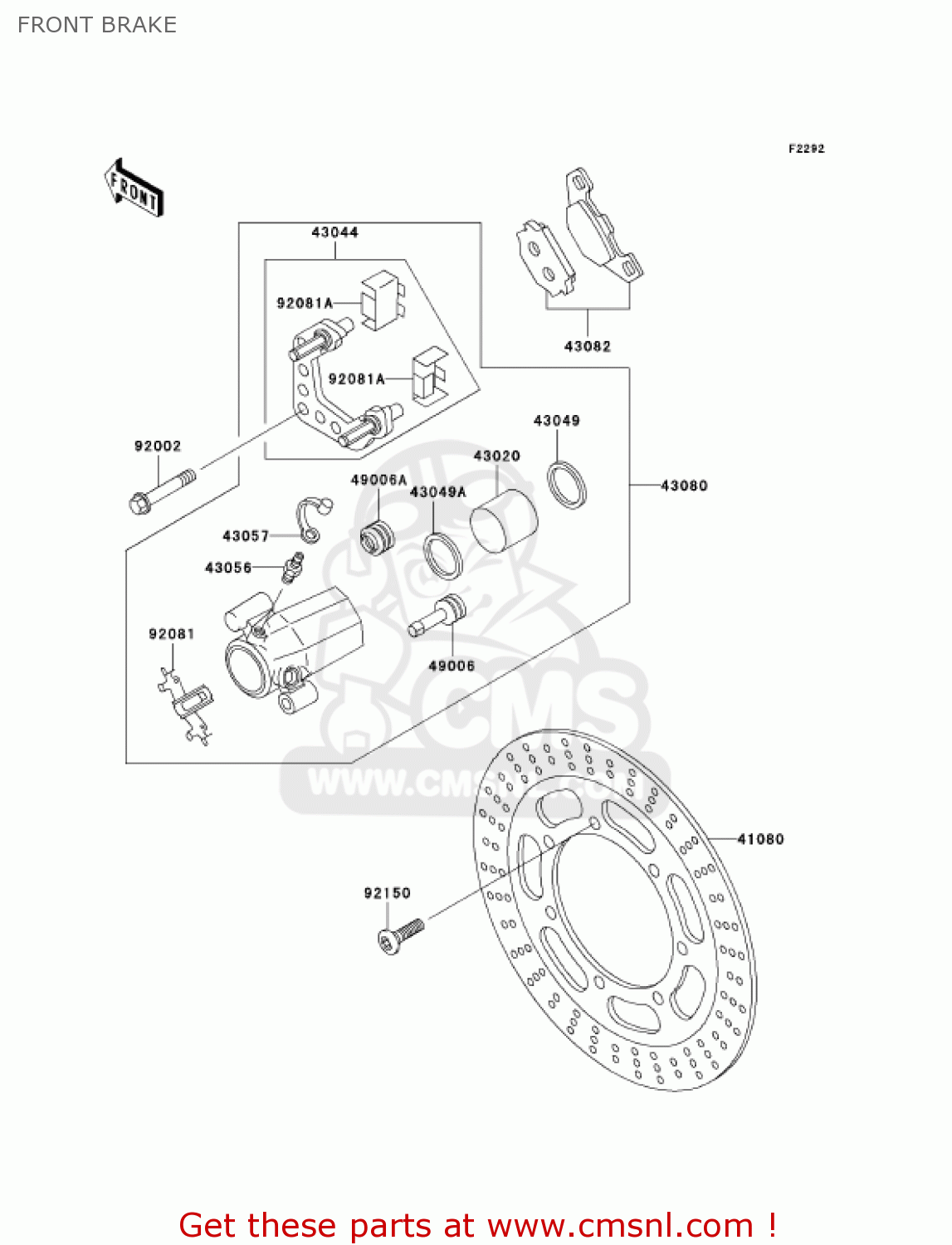 FRONT BRAKE EN500C10 VULCAN500LTD 2005 USA CALIFORNIA CANADA