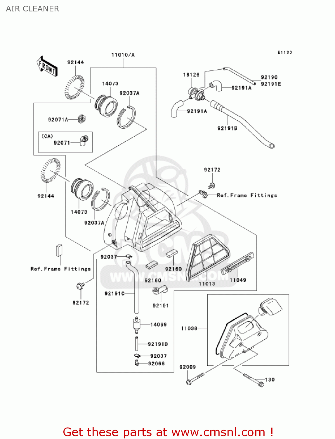 AIR CLEANER EN500C10 VULCAN500LTD 2005 USA CALIFORNIA CANADA