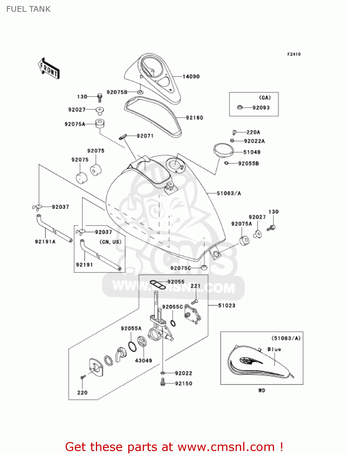 FUEL TANK EN500C10 VULCAN500LTD 2005 USA CALIFORNIA CANADA