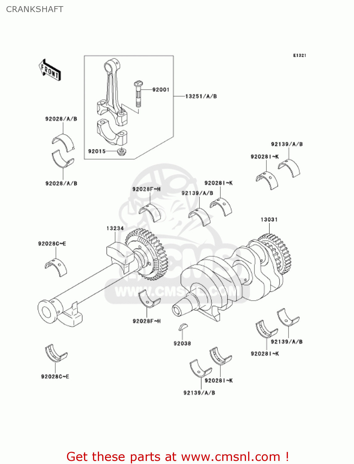 CRANKSHAFT EN500C10 VULCAN500LTD 2005 USA CALIFORNIA CANADA