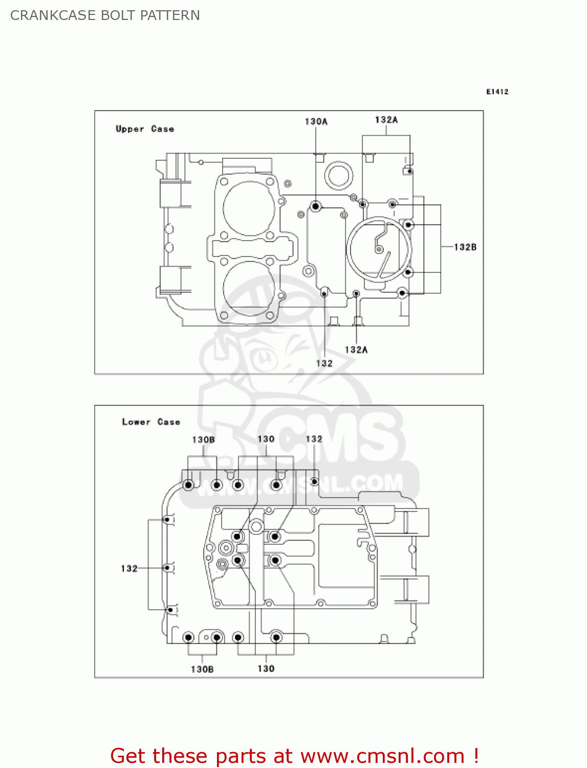 CRANKCASE BOLT PATTERN EN500C10 VULCAN500LTD 2005 USA CALIFORNIA CANADA