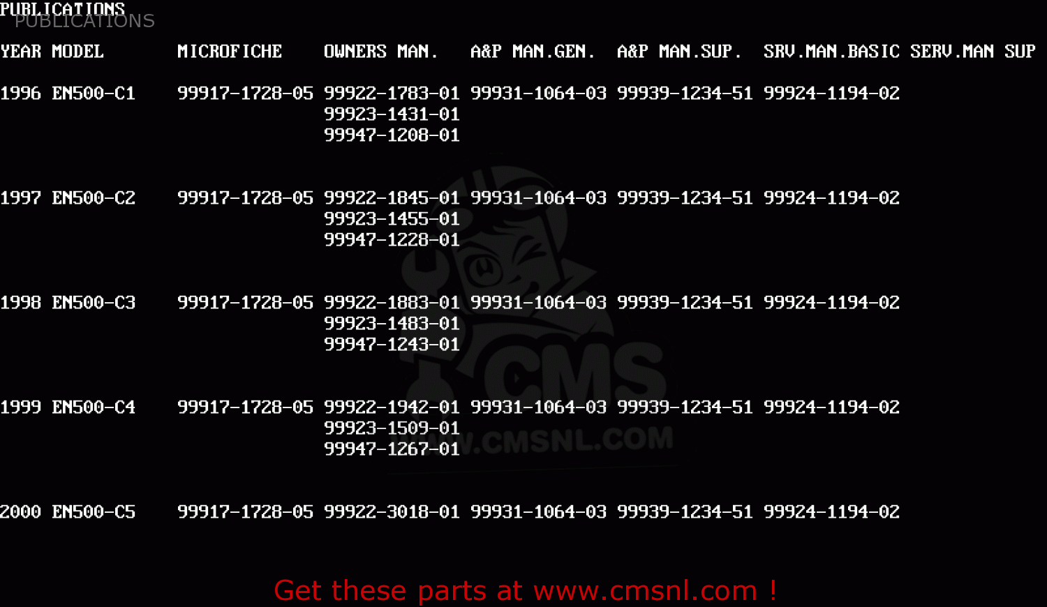 PUBLICATIONS EN500C2 1997 EUROPE UK FR NL AR FG GR IT NR SD SP ST
