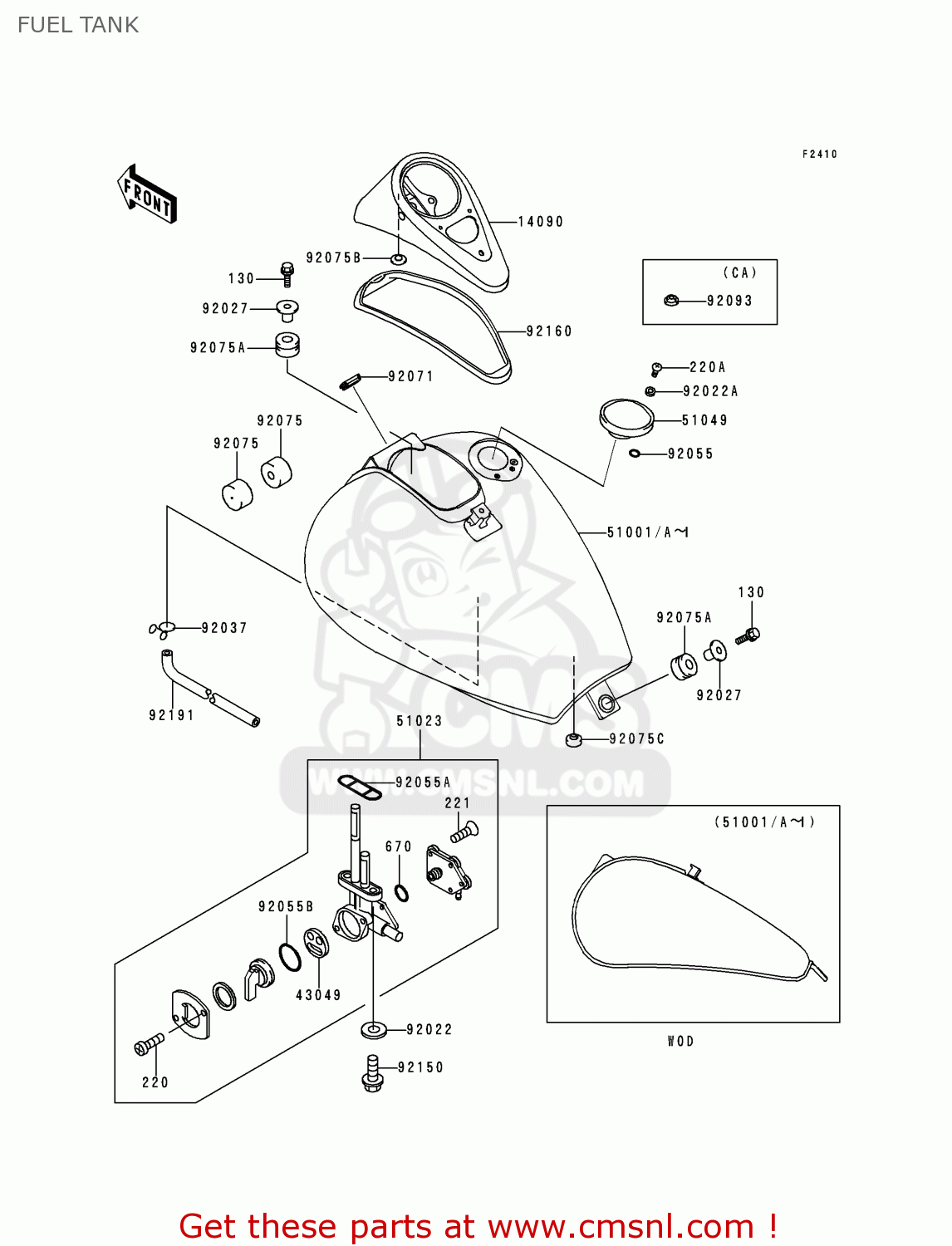 FUEL TANK EN500C2 VULCAN500LTD 1997 USA CALIFORNIA CANADA
