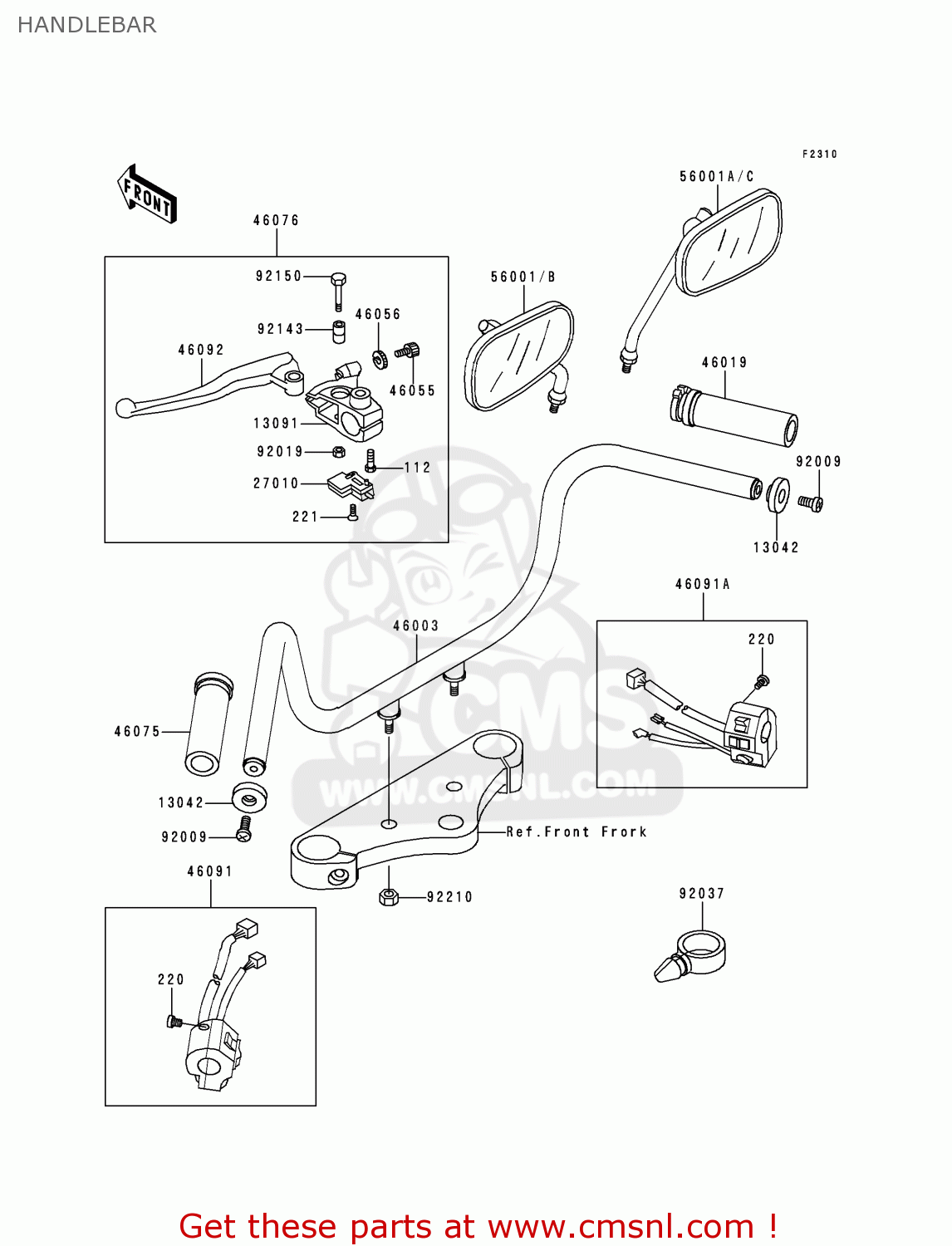 HANDLEBAR EN500C3 1998 EUROPE UK FR NL AR FG GR IT NR SD SP ST