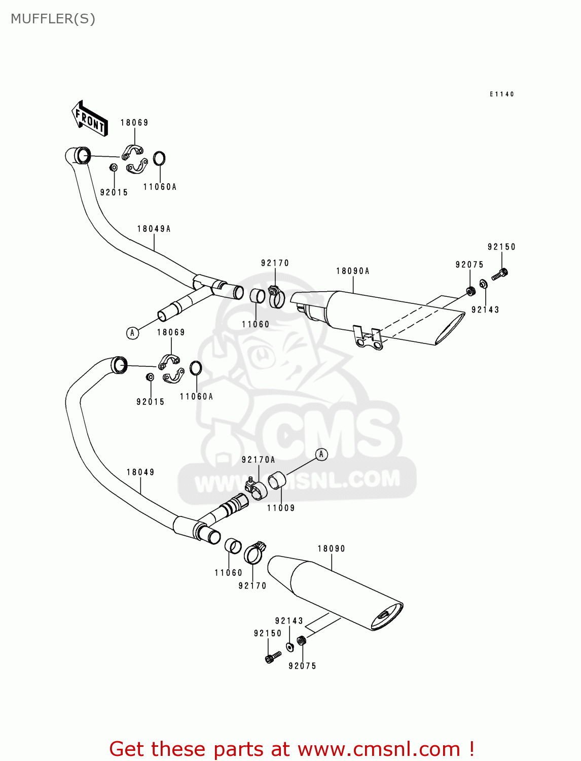 MUFFLER(S) EN500C3 VULCAN500LTD 1998 USA CALIFORNIA CANADA