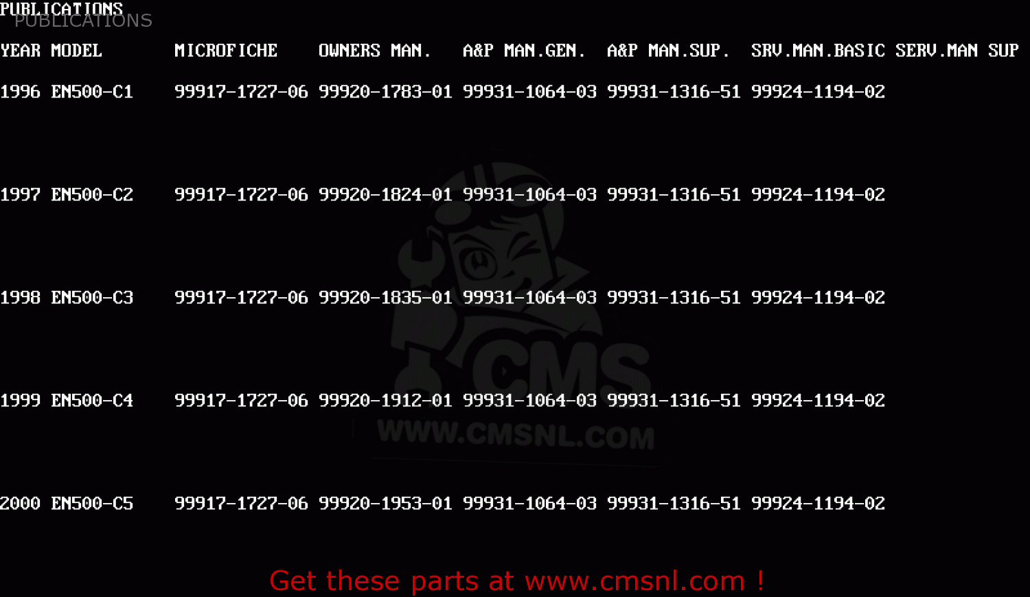 PUBLICATIONS EN500C3 VULCAN500LTD 1998 USA CALIFORNIA CANADA