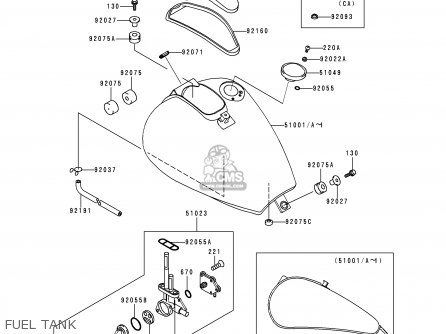 FUEL TANK - EN500C3 VULCAN500LTD 1998 USA CALIFORNIA CANADA