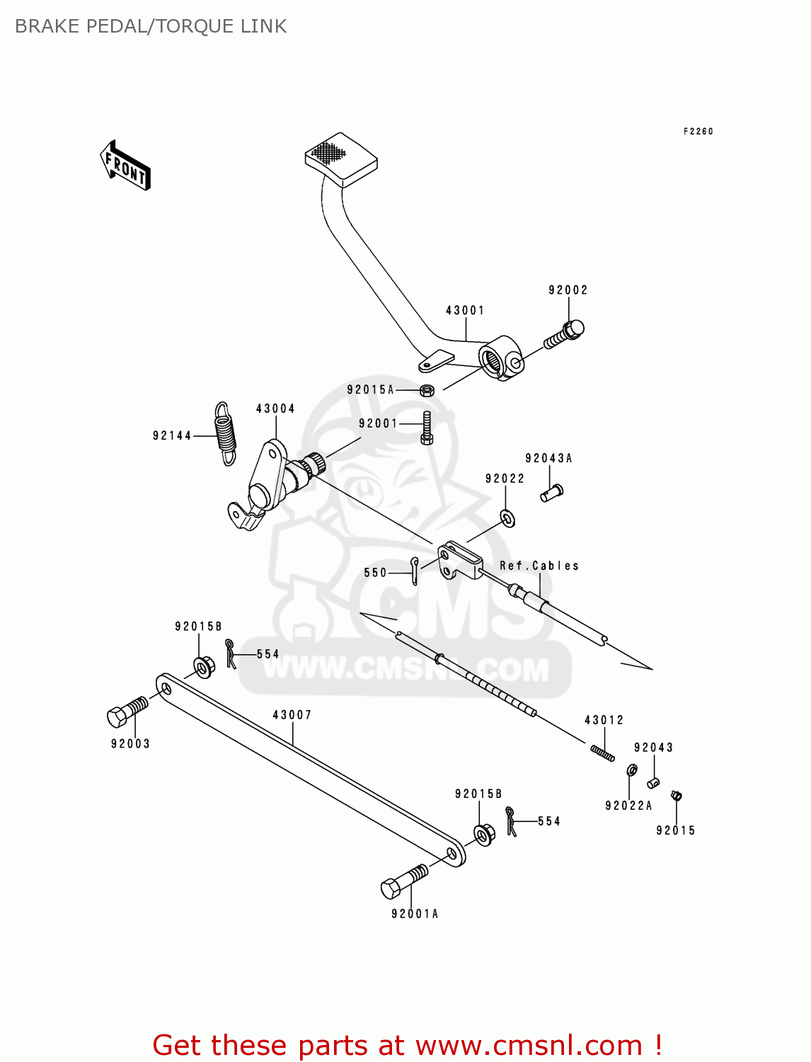 BRAKE PEDAL/TORQUE LINK EN500C5 VULCAN500LTD 2000 USA CALIFORNIA CANADA