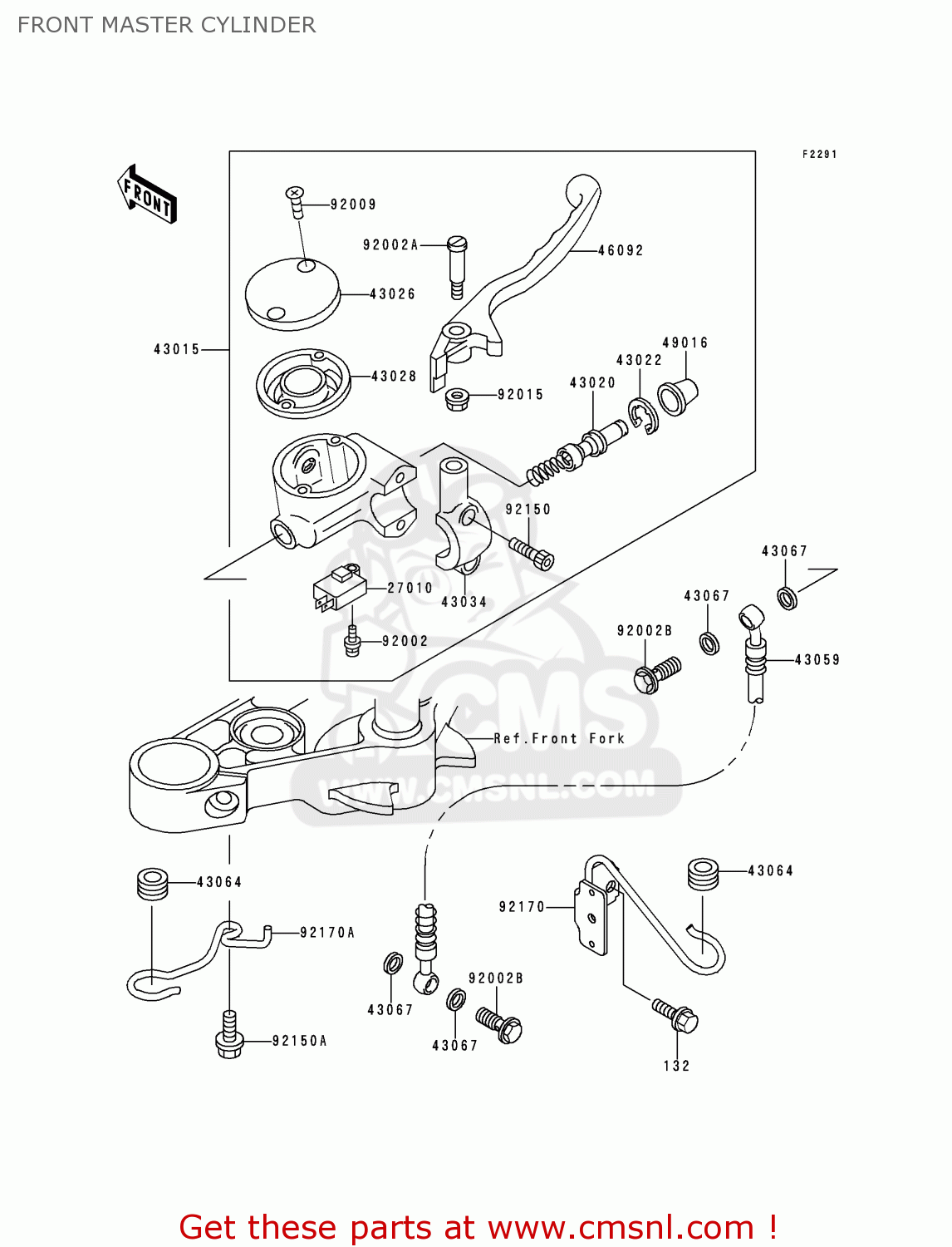 FRONT MASTER CYLINDER EN500C5 VULCAN500LTD 2000 USA CALIFORNIA CANADA