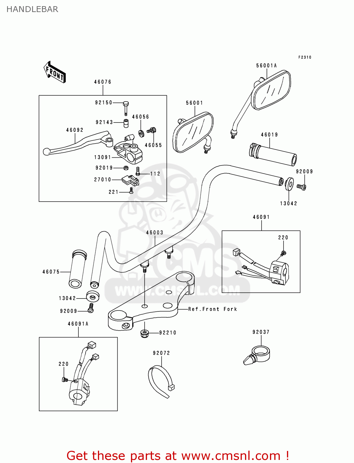 HANDLEBAR EN500C5 VULCAN500LTD 2000 USA CALIFORNIA CANADA