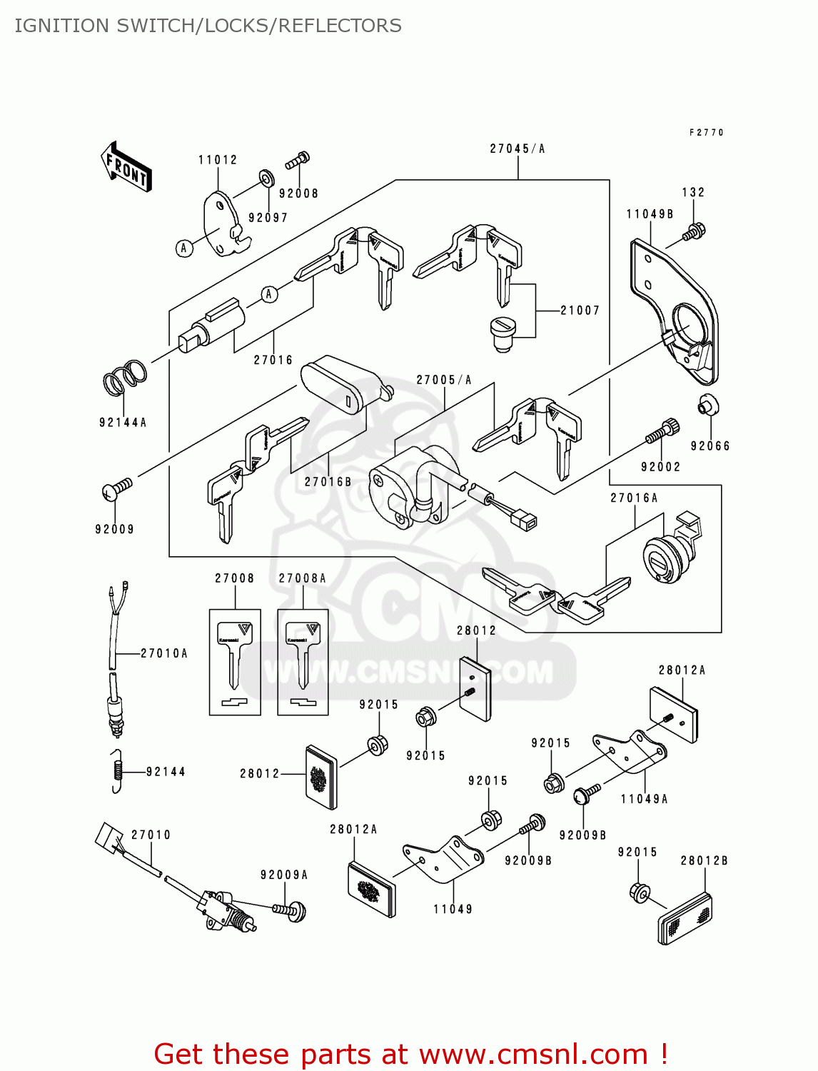 IGNITION SWITCH/LOCKS/REFLECTORS EN500C5 VULCAN500LTD 2000 USA CALIFORNIA CANADA
