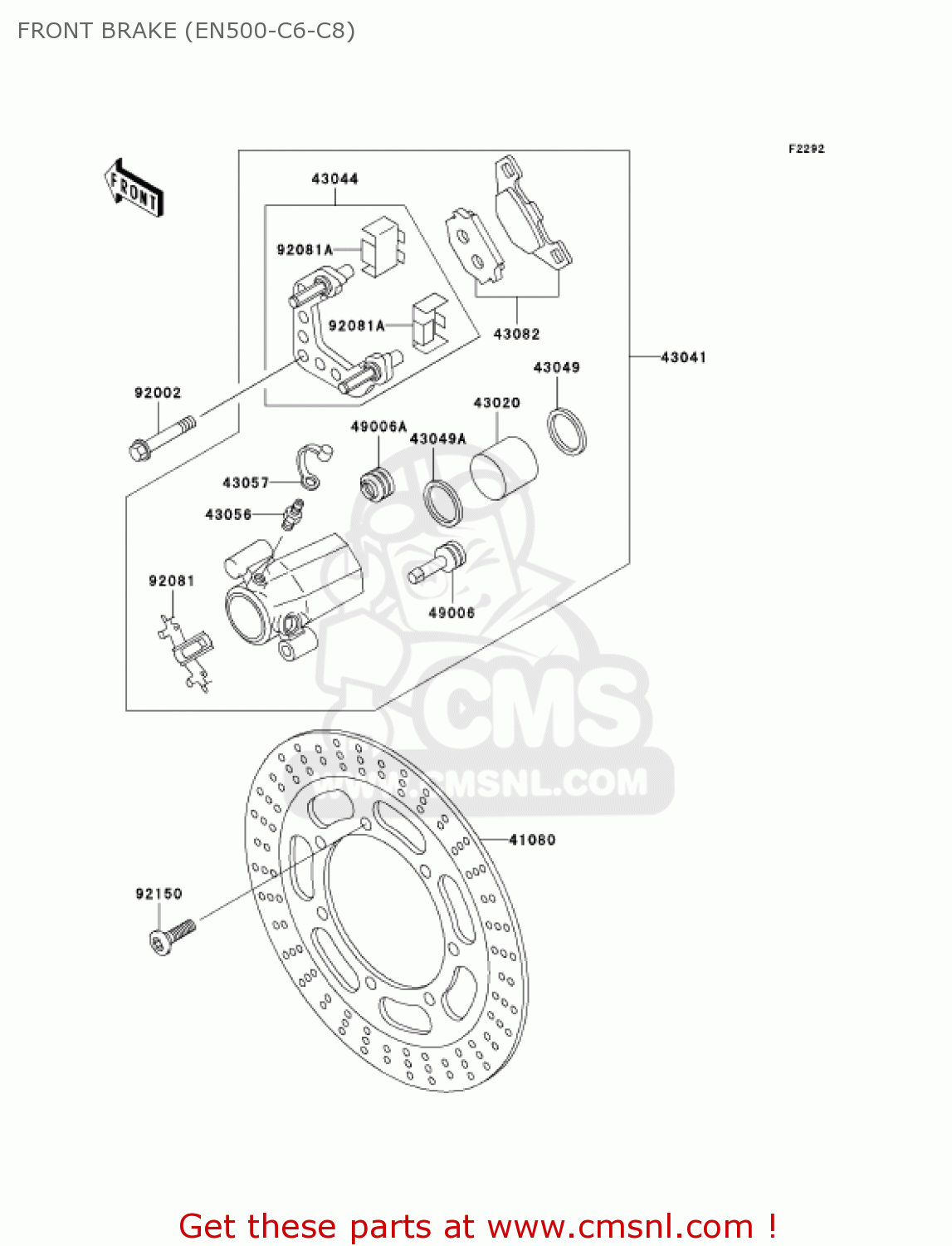 FRONT BRAKE (EN500-C6-C8) EN500C6 VULCAN500LTD 2001 USA CALIFORNIA CANADA