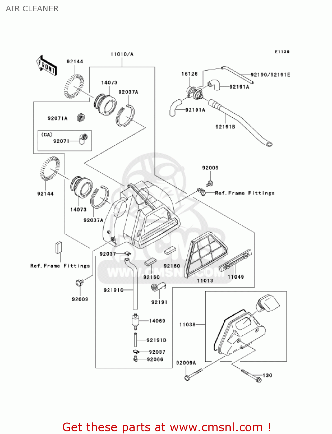 AIR CLEANER EN500C6 VULCAN500LTD 2001 USA CALIFORNIA CANADA