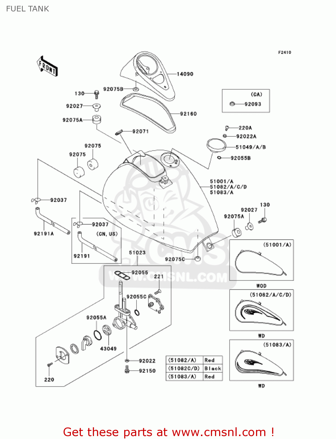 FUEL TANK EN500C6 VULCAN500LTD 2001 USA CALIFORNIA CANADA