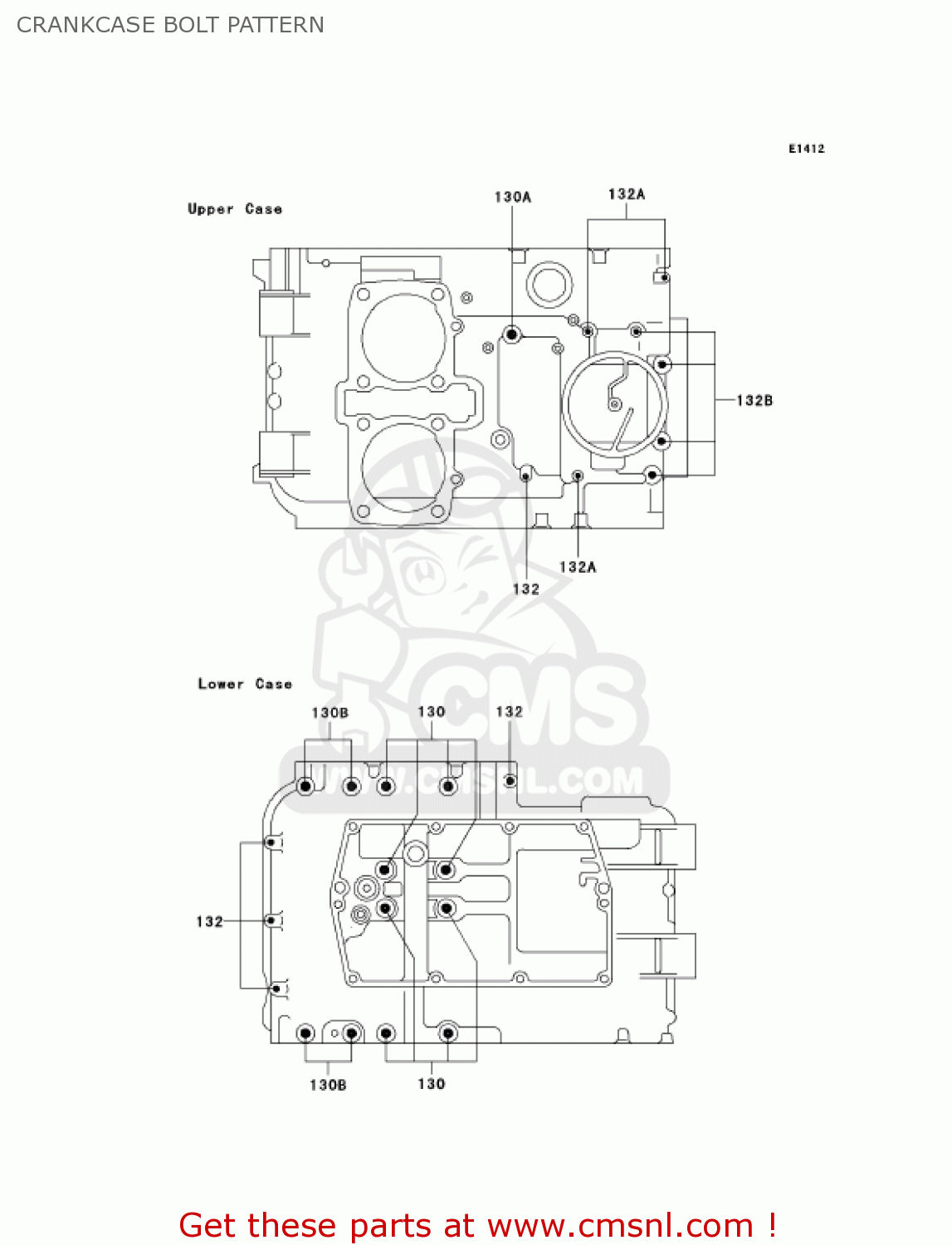 CRANKCASE BOLT PATTERN EN500C6 VULCAN500LTD 2001 USA CALIFORNIA CANADA