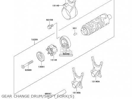 GEAR CHANGE DRUM/SHIFT FORK(S) - EN500C6 VULCAN500LTD 2001 USA CALIFORNIA CANADA