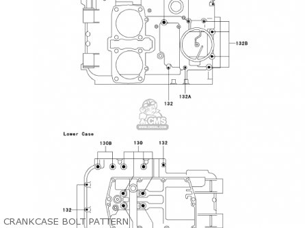 CRANKCASE BOLT PATTERN - EN500C6 VULCAN500LTD 2001 USA CALIFORNIA CANADA