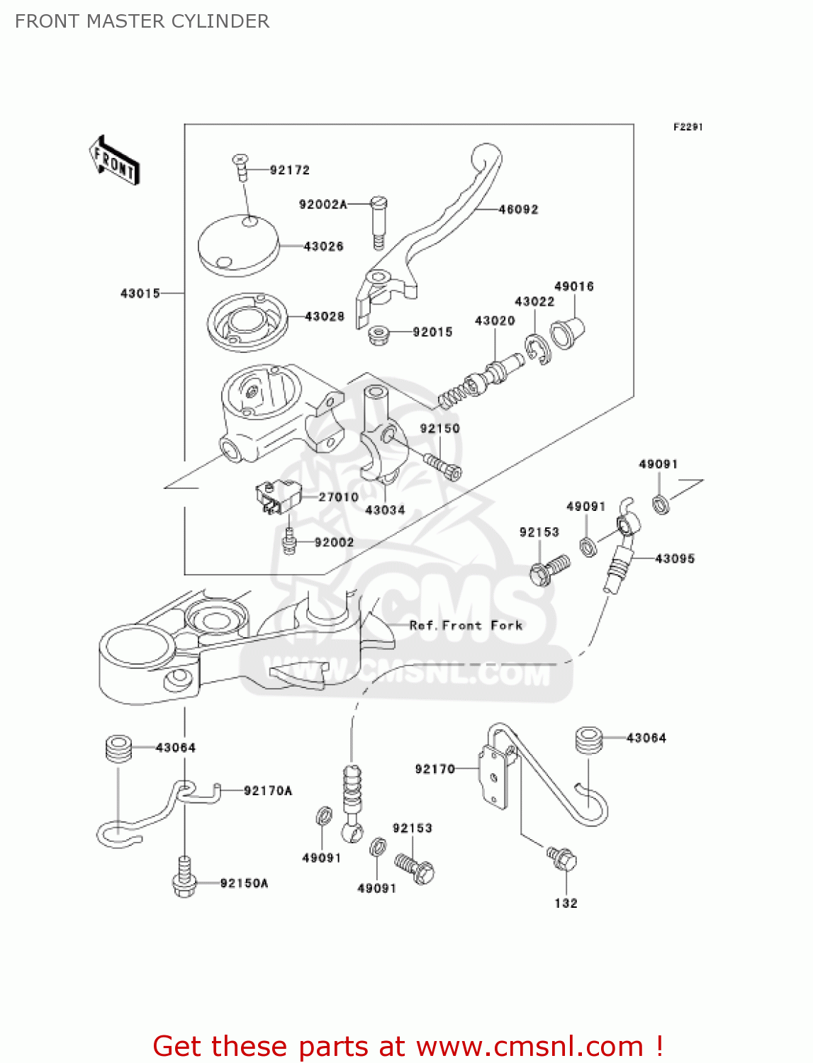 FRONT MASTER CYLINDER EN500C6F VULCAN500LTD 2006 USA CALIFORNIA CANADA
