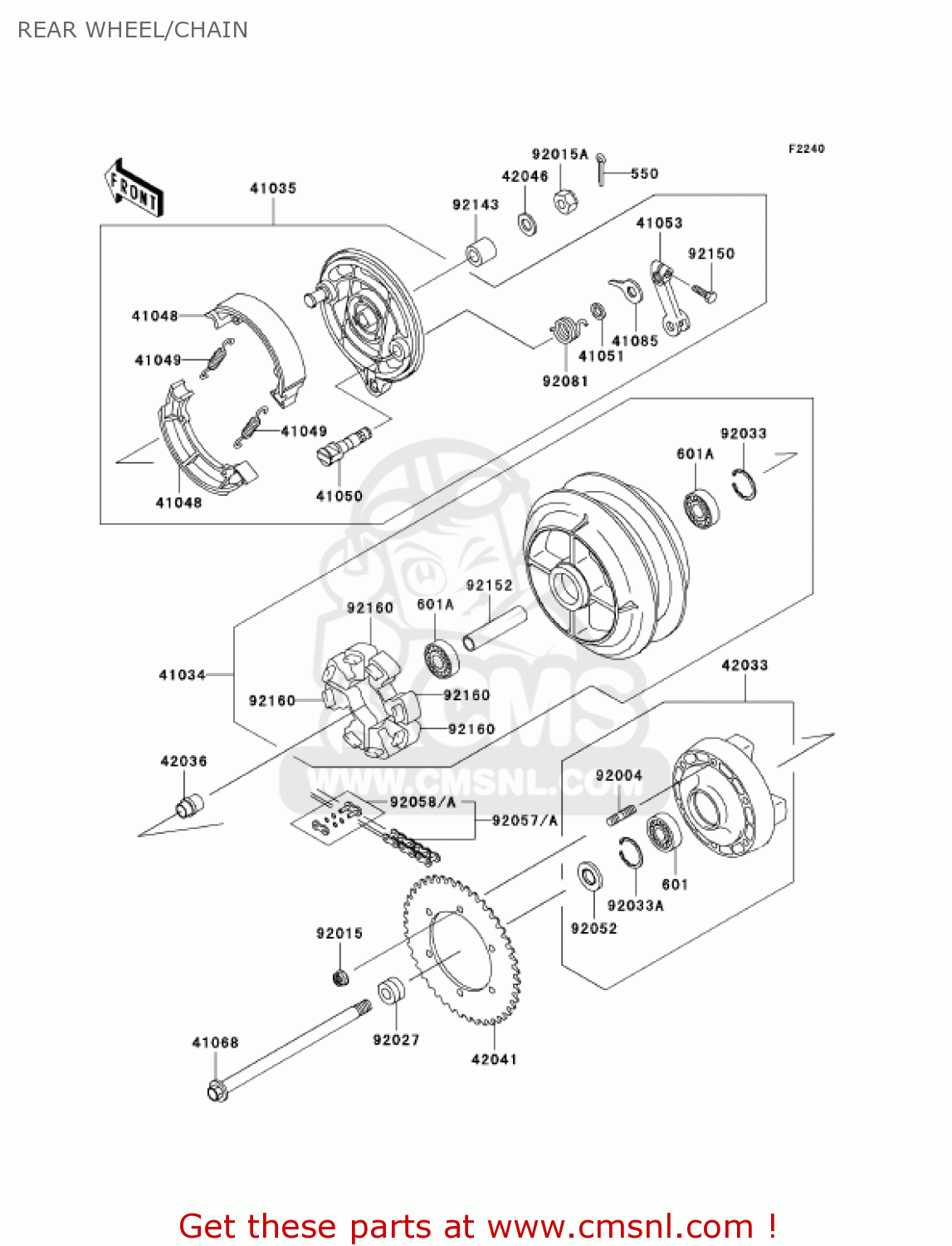 REAR WHEEL/CHAIN EN500C7 VULCAN500LTD 2002 USA CALIFORNIA CANADA
