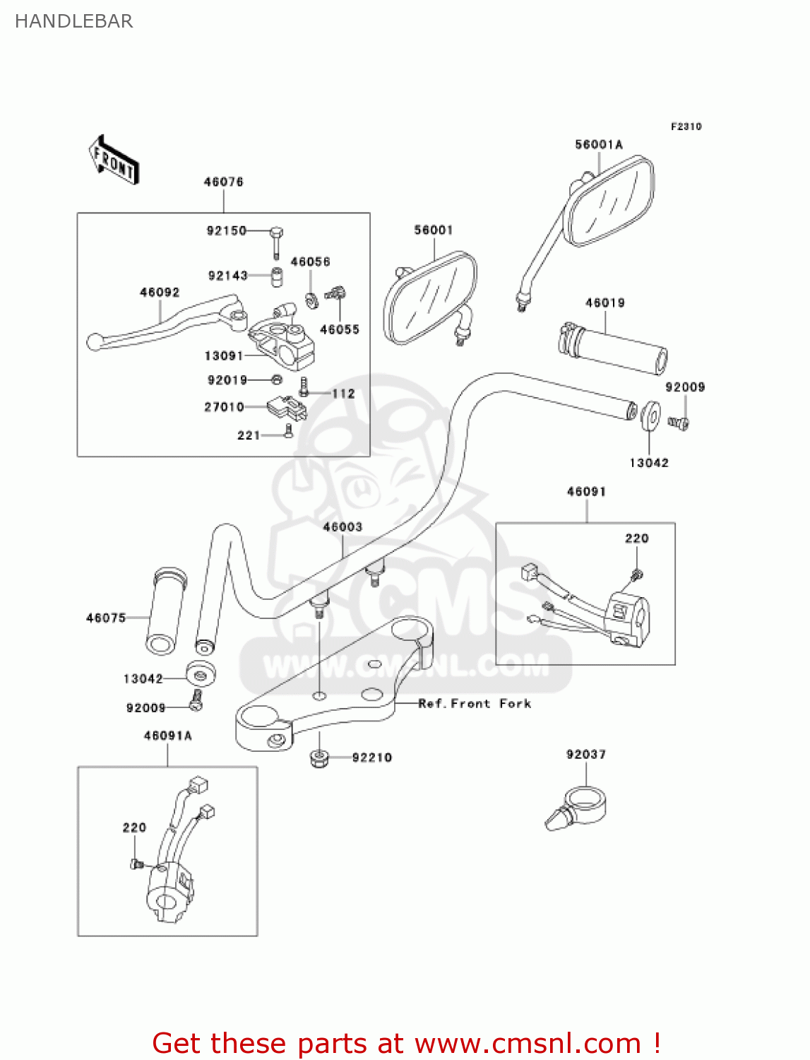 HANDLEBAR EN500C7 VULCAN500LTD 2002 USA CALIFORNIA CANADA