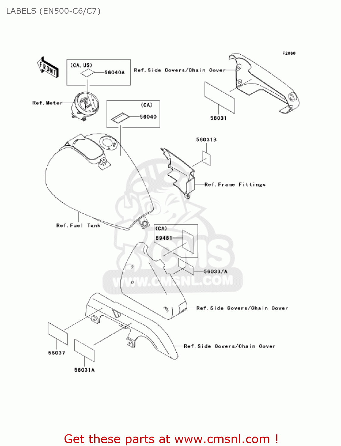 LABELS (EN500-C6/C7) EN500C7 VULCAN500LTD 2002 USA CALIFORNIA CANADA