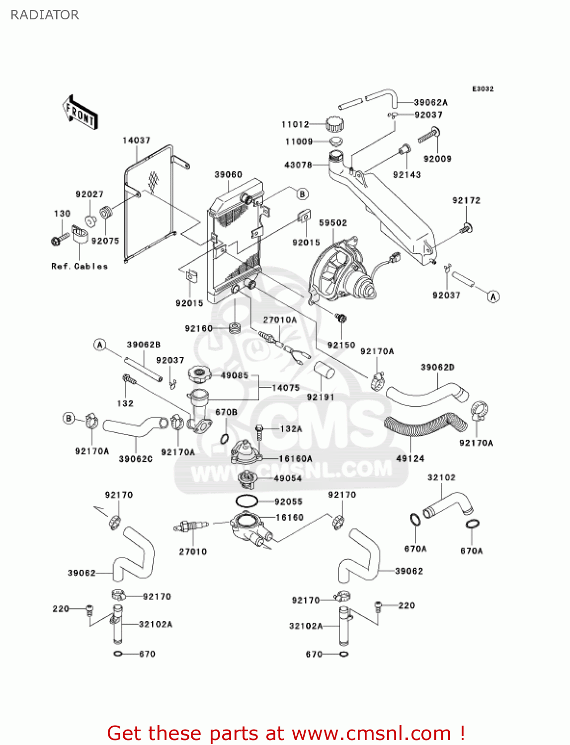 RADIATOR EN500C7 VULCAN500LTD 2002 USA CALIFORNIA CANADA