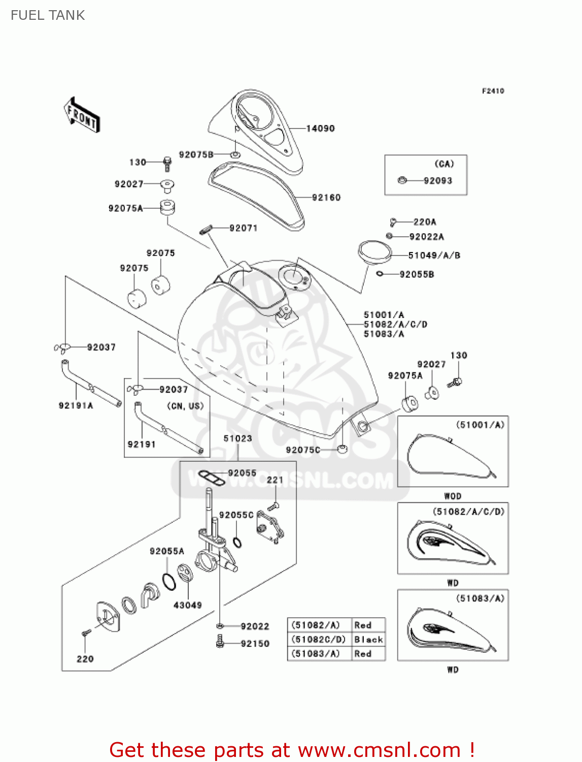 FUEL TANK EN500C7 VULCAN500LTD 2002 USA CALIFORNIA CANADA
