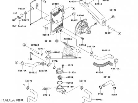 RADIATOR - EN500C7 VULCAN500LTD 2002 USA CALIFORNIA CANADA
