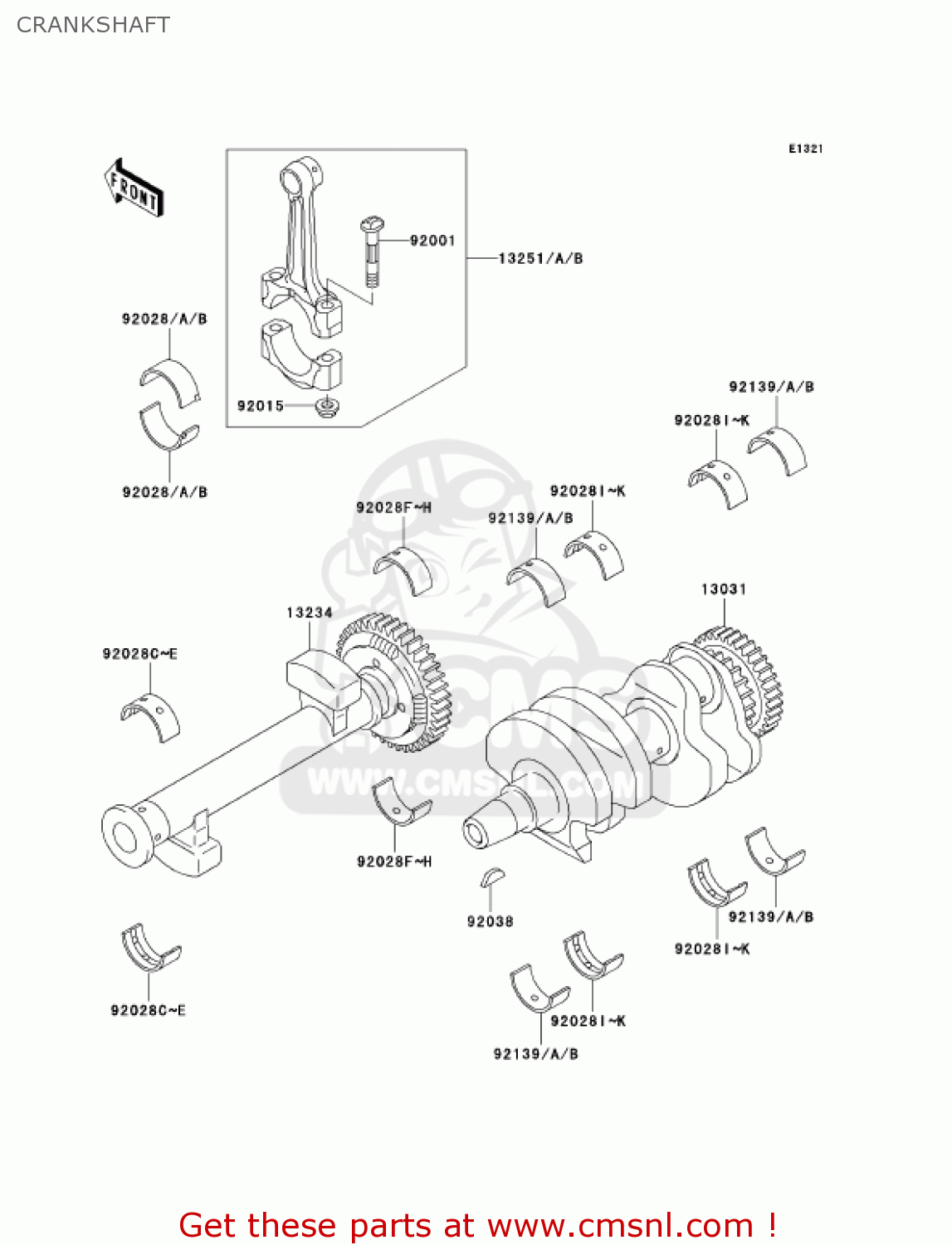 CRANKSHAFT EN500C7F VULCAN500LTD 2007 USA CALIFORNIA CANADA