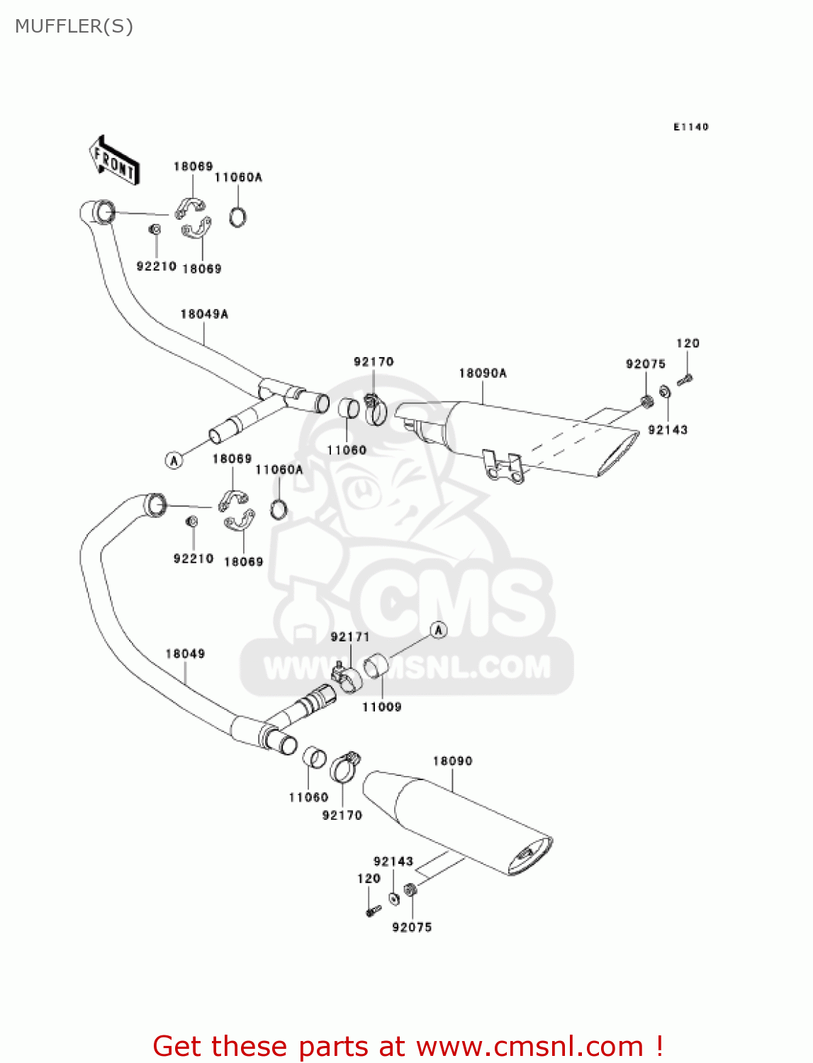 MUFFLER(S) EN500C7F VULCAN500LTD 2007 USA CALIFORNIA CANADA