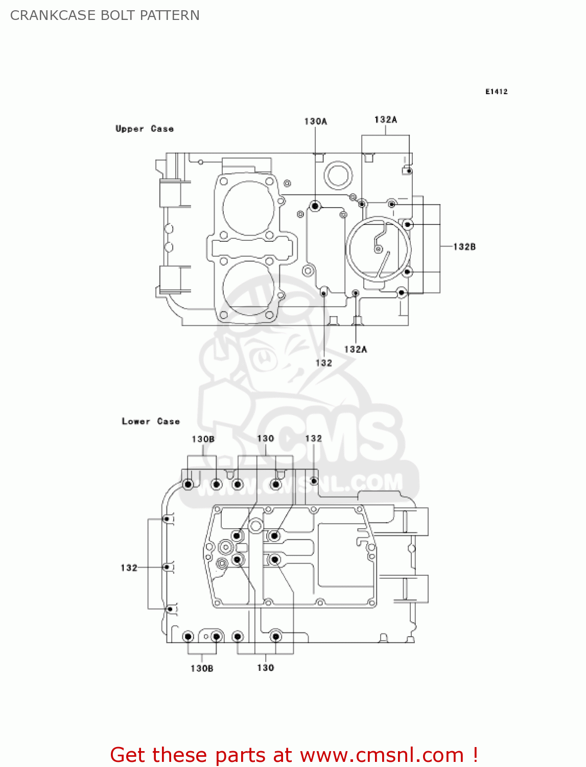 CRANKCASE BOLT PATTERN EN500C8 VULCAN500LTD 2003 USA CALIFORNIA CANADA