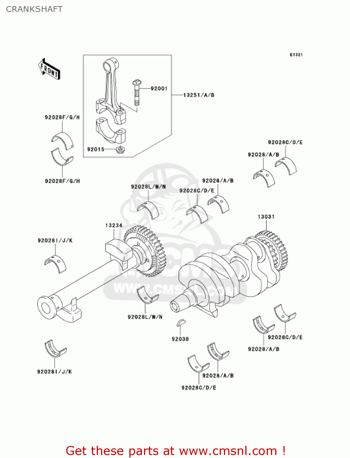 CRANKSHAFT EN500C8 VULCAN500LTD 2003 USA CALIFORNIA CANADA