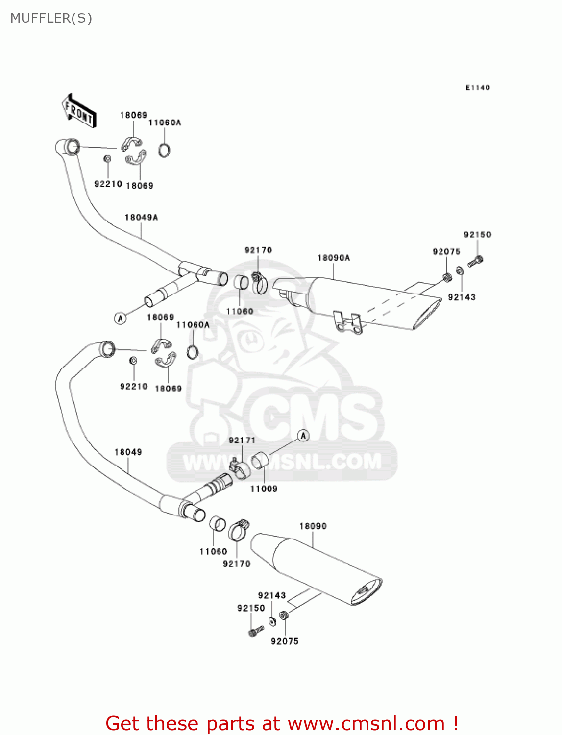 MUFFLER(S) EN500C8 VULCAN500LTD 2003 USA CALIFORNIA CANADA