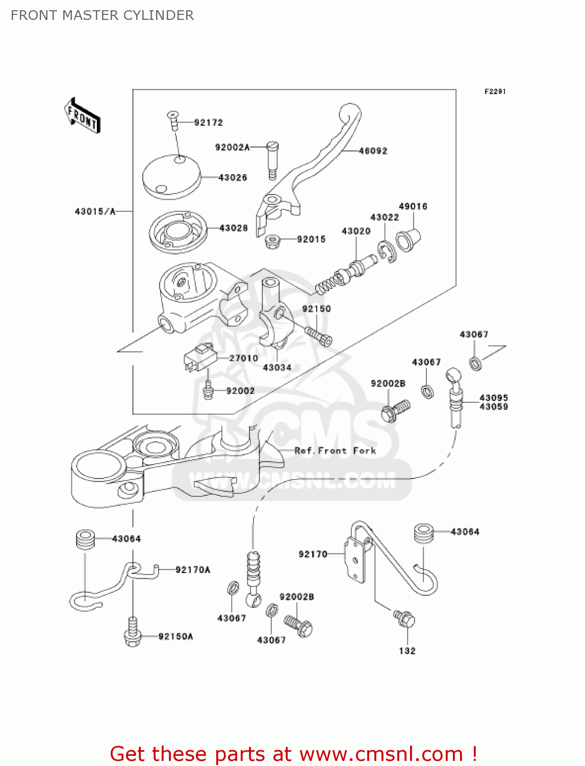 FRONT MASTER CYLINDER EN500C8 VULCAN500LTD 2003 USA CALIFORNIA CANADA