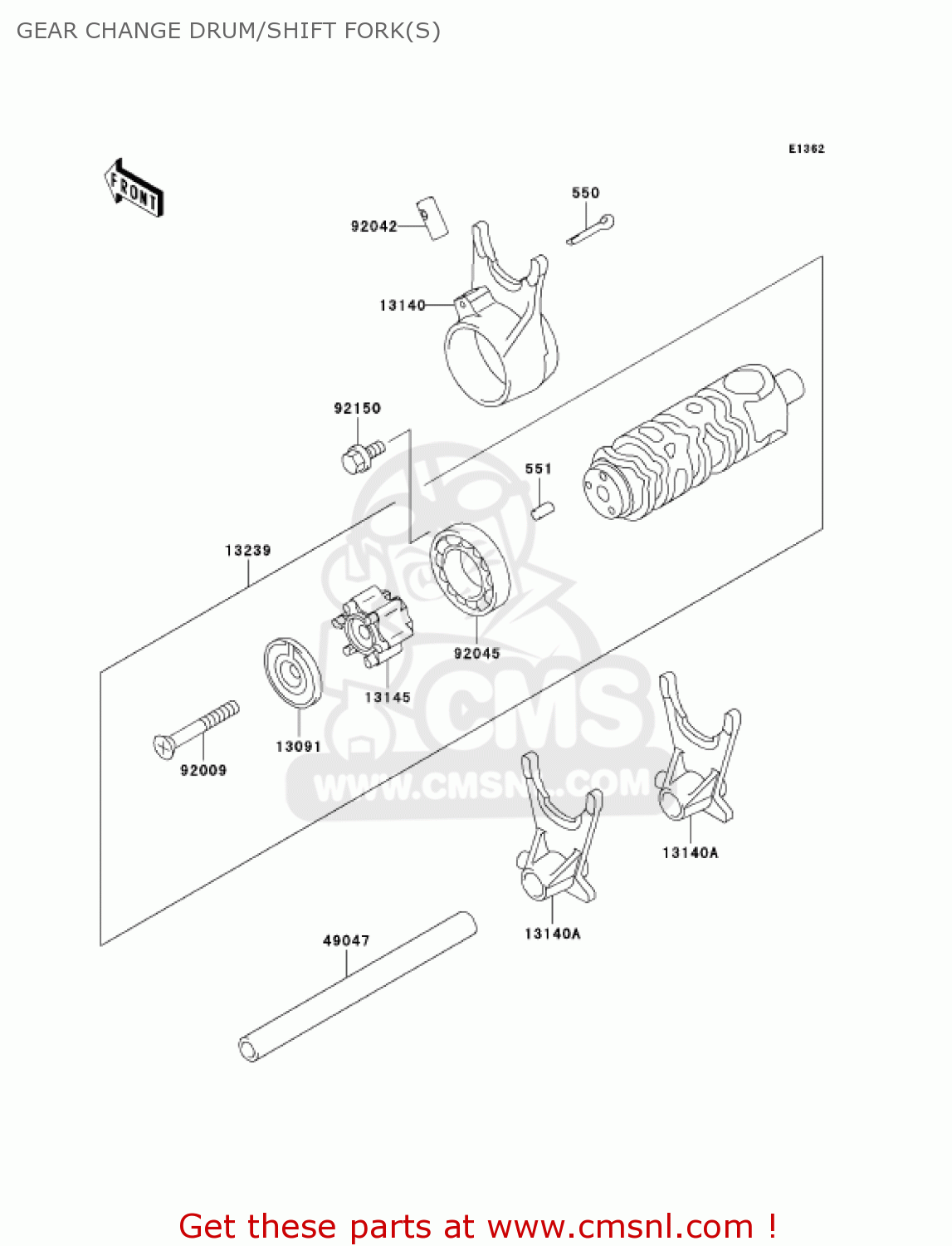 GEAR CHANGE DRUM/SHIFT FORK(S) EN500C9 VULCAN500LTD 2004 USA CALIFORNIA CANADA