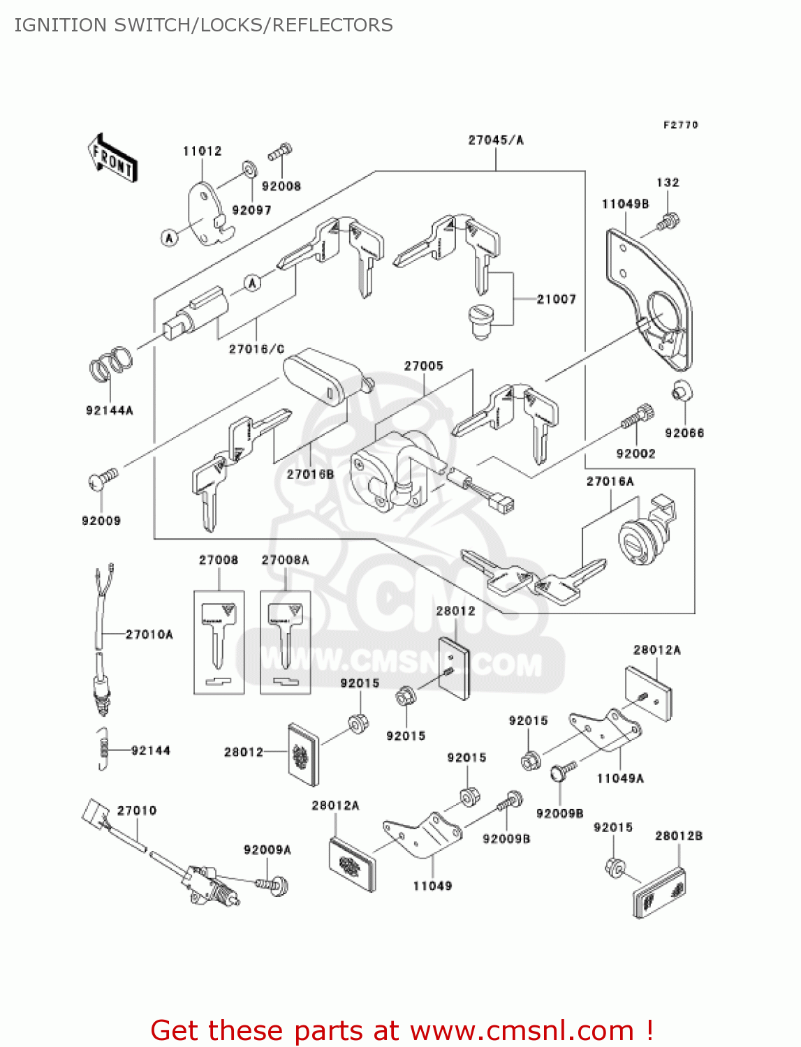 IGNITION SWITCH/LOCKS/REFLECTORS EN500C9 VULCAN500LTD 2004 USA CALIFORNIA CANADA