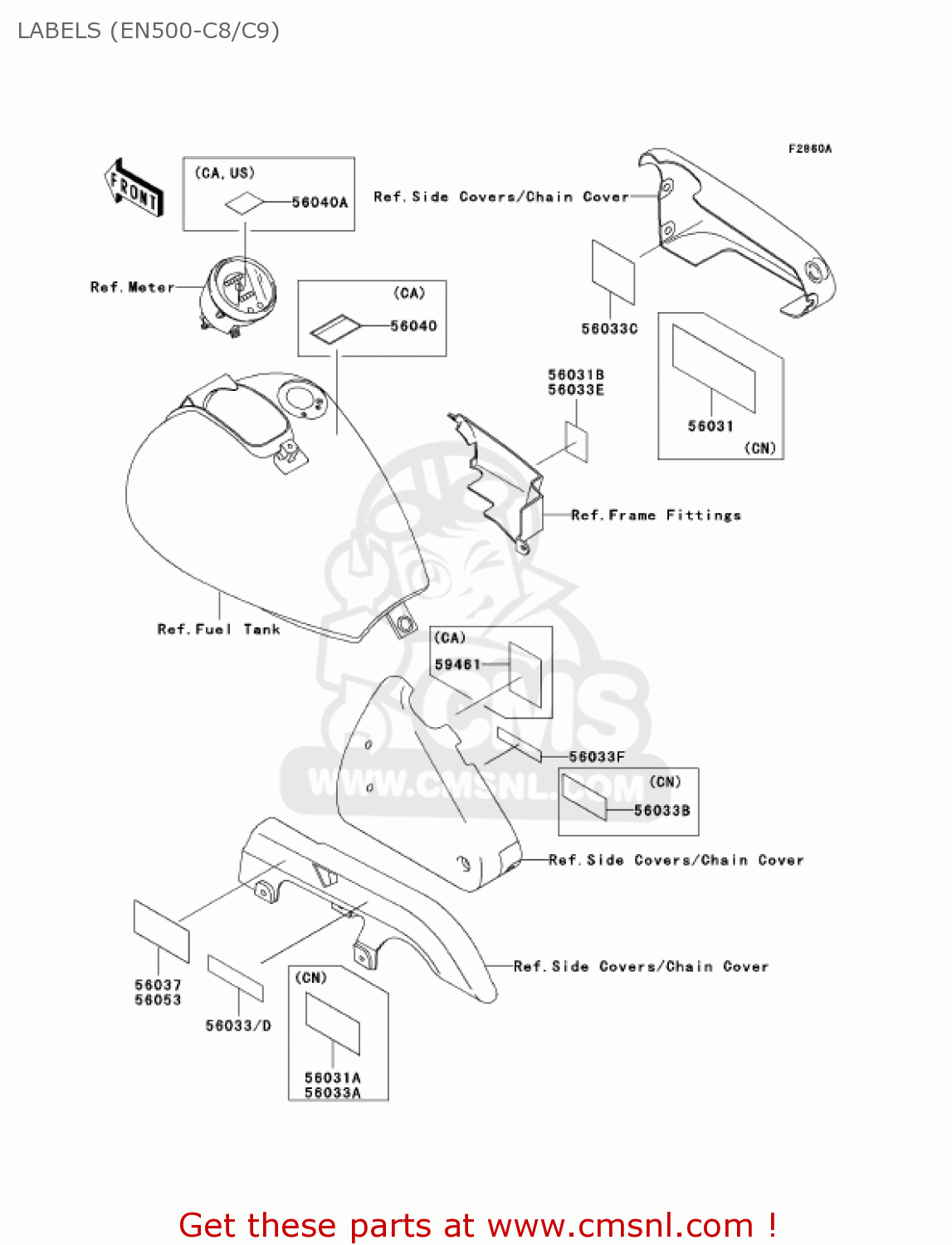 LABELS (EN500-C8/C9) EN500C9 VULCAN500LTD 2004 USA CALIFORNIA CANADA