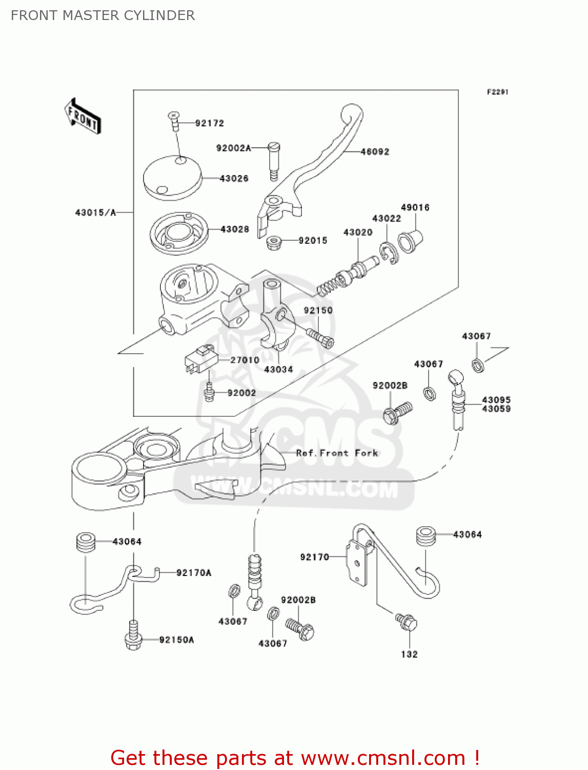 FRONT MASTER CYLINDER EN500C9 VULCAN500LTD 2004 USA CALIFORNIA CANADA