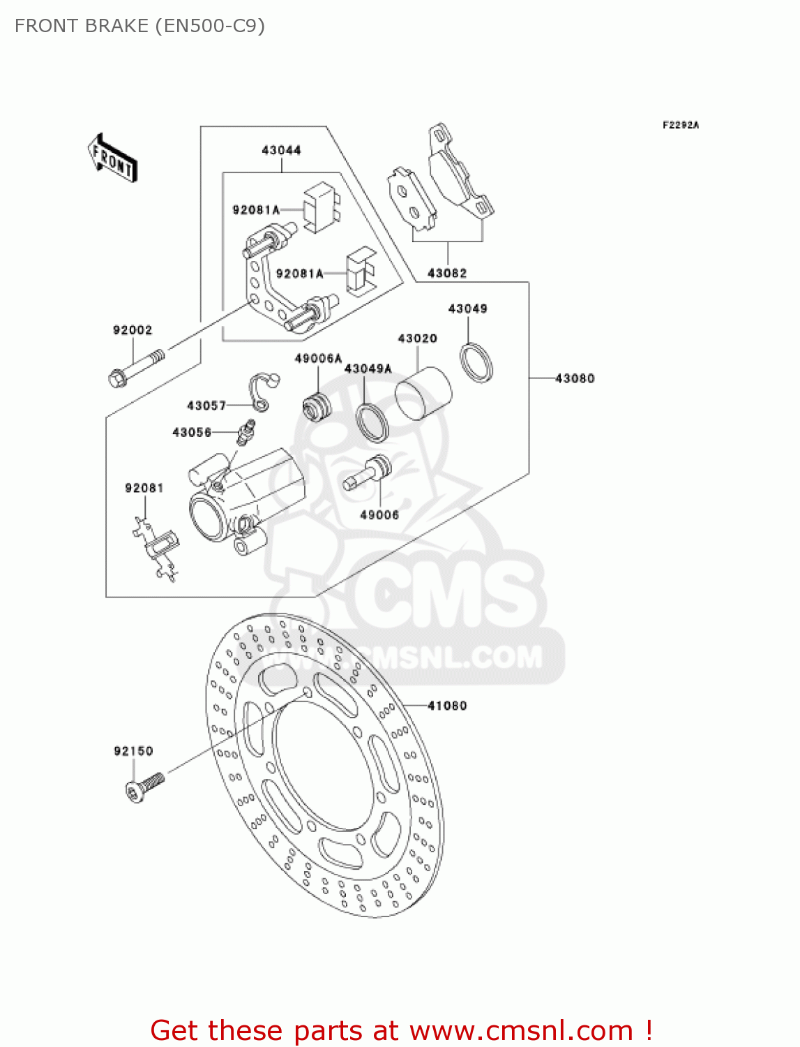 FRONT BRAKE (EN500-C9) EN500C9 VULCAN500LTD 2004 USA CALIFORNIA CANADA
