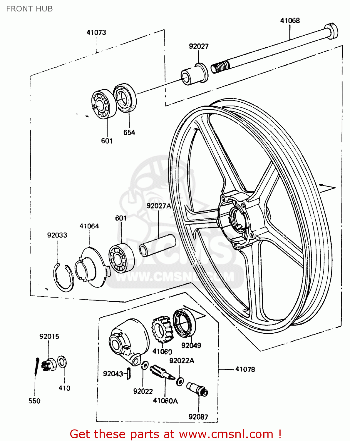 FRONT HUB ER250A1 Z250T 1983 CANADA