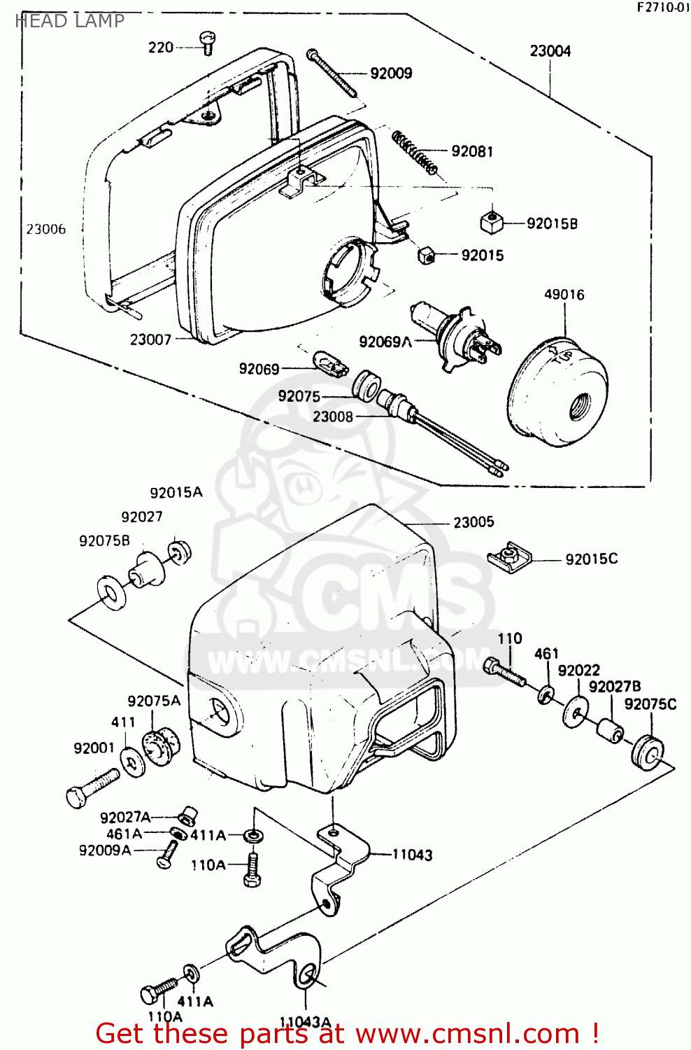 HEAD LAMP ER250A1 Z250T 1983 CANADA