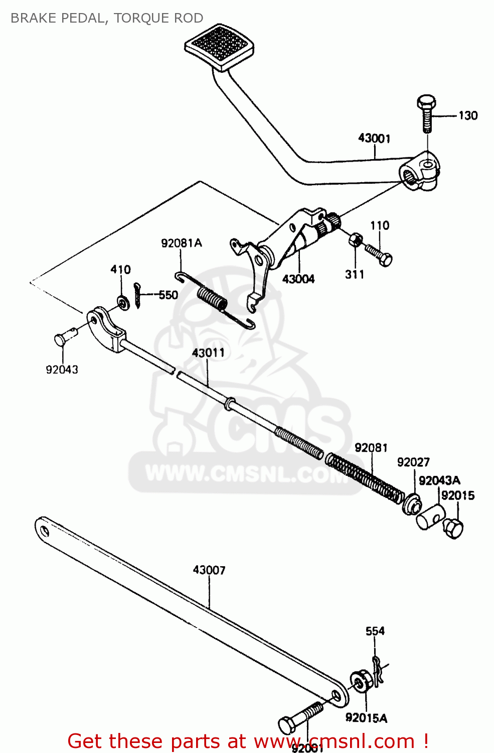 BRAKE PEDAL, TORQUE ROD ER250A1 Z250T 1983 CANADA