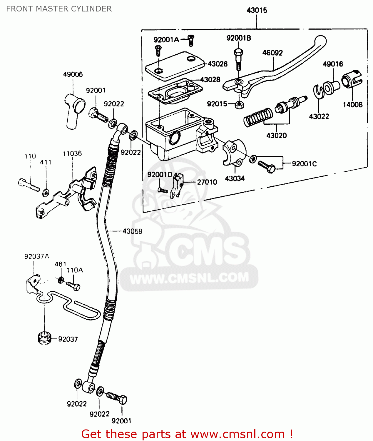 FRONT MASTER CYLINDER ER250A1 Z250T 1983 CANADA