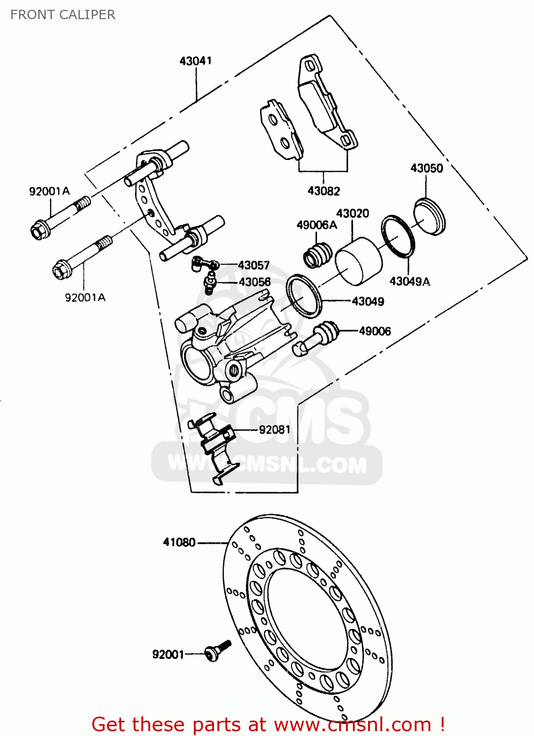 FRONT CALIPER ER250A1 Z250T 1983 CANADA