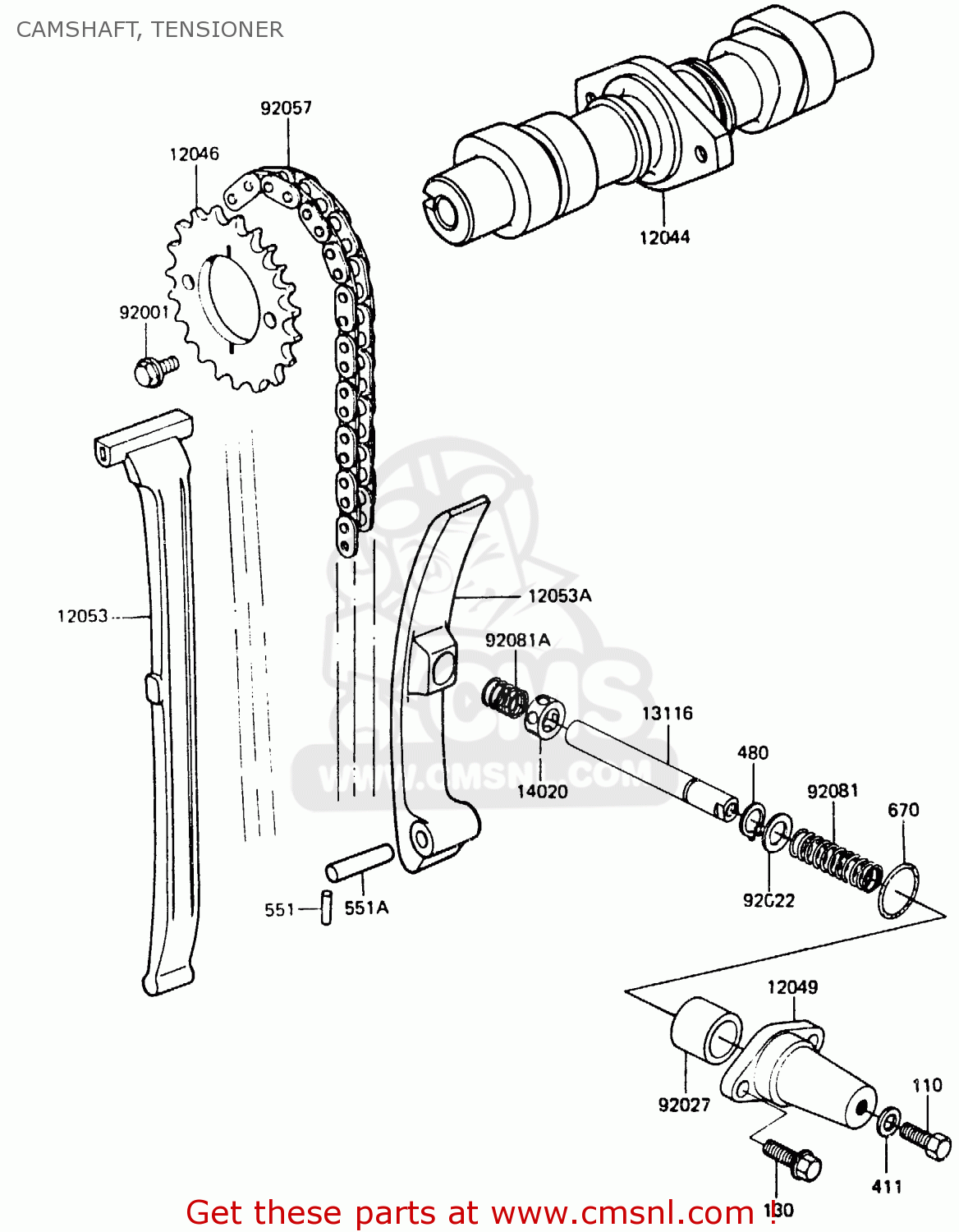 CAMSHAFT, TENSIONER ER250A1 Z250T 1983 CANADA