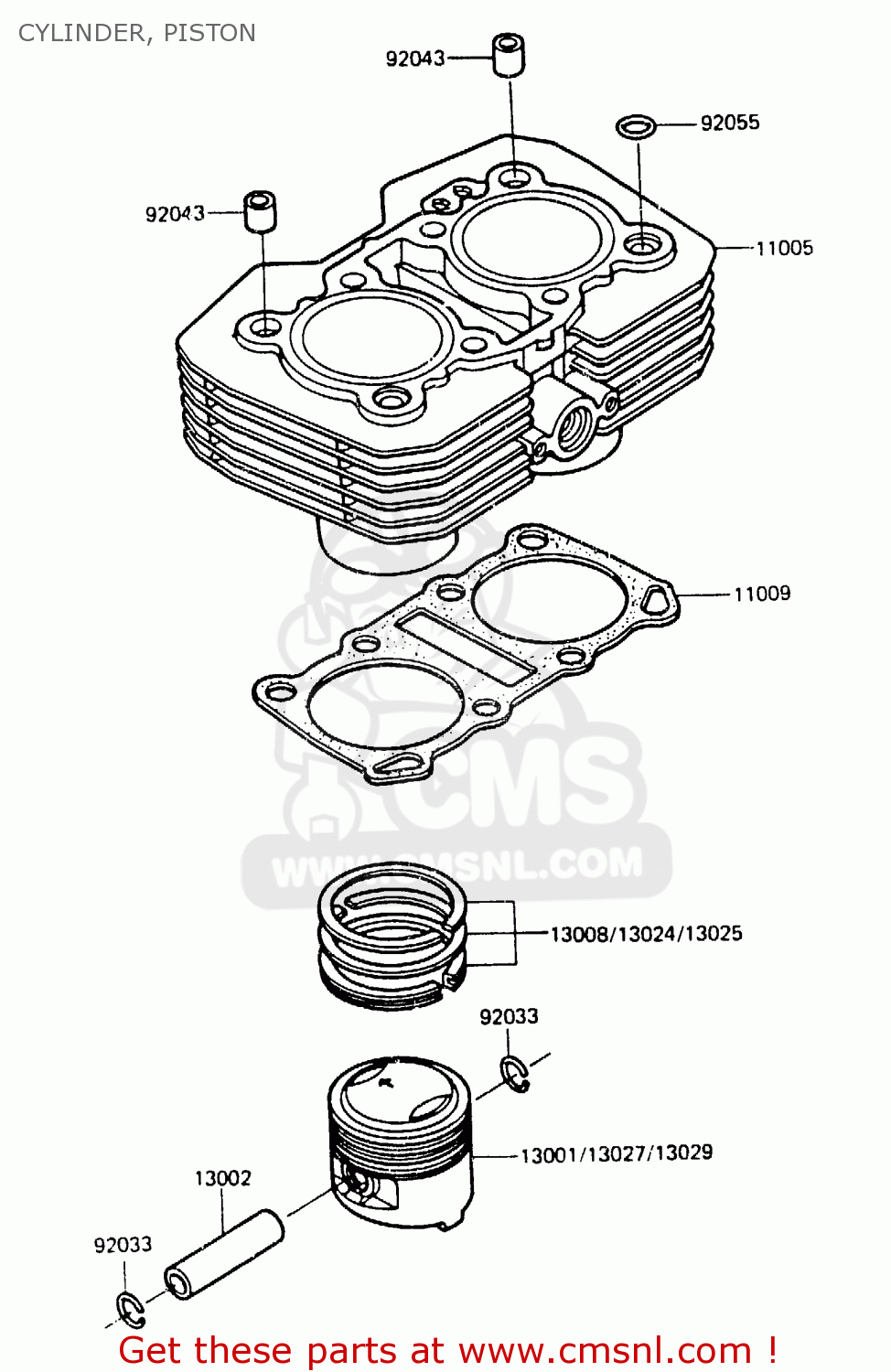 CYLINDER, PISTON ER250A1 Z250T 1983 CANADA